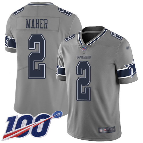 Men Dallas Cowboys Limited Gray Brett Maher #2 100th Season Inverted Legend NFL Jersey